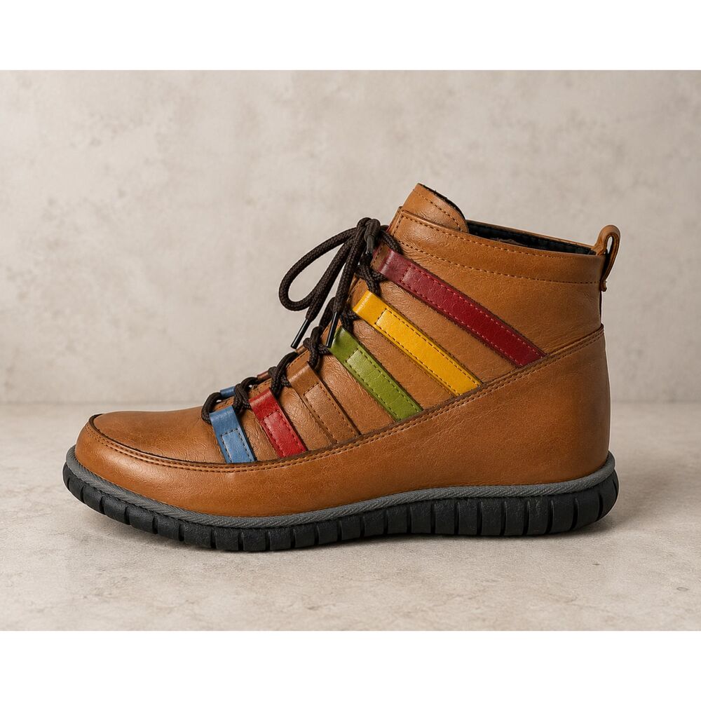 Spring Step Mambo Size 37 US 6.5-7 Women’s Brown Multi Leather Ankle Boots